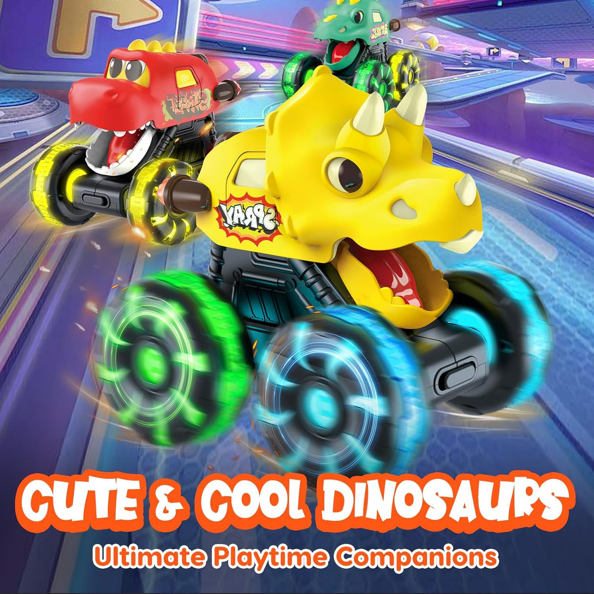 Monster Truck Toys Coches de dinosaurio, autos iluminados para niño...