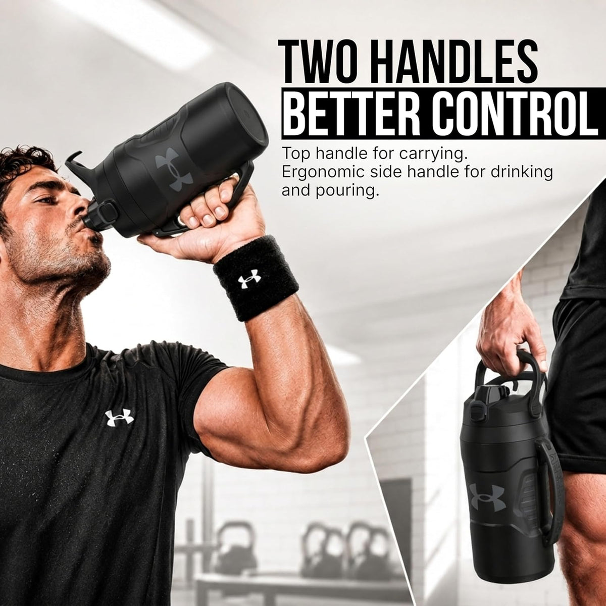 Under Armour Botella de agua aislada con asa y gancho para cerca, j...