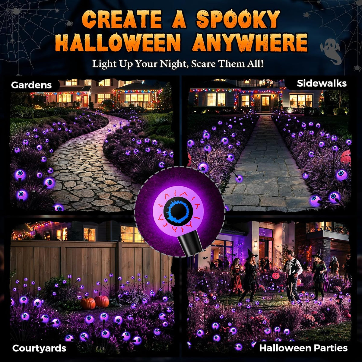 Cnuoky Decoraciones de Halloween al aire libre, paquete de 6 luces...