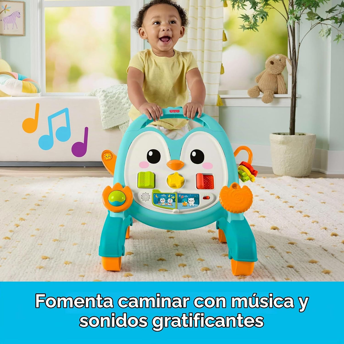 Fisher-Price Juguete de empuje para bebé, caminante musical de ping...