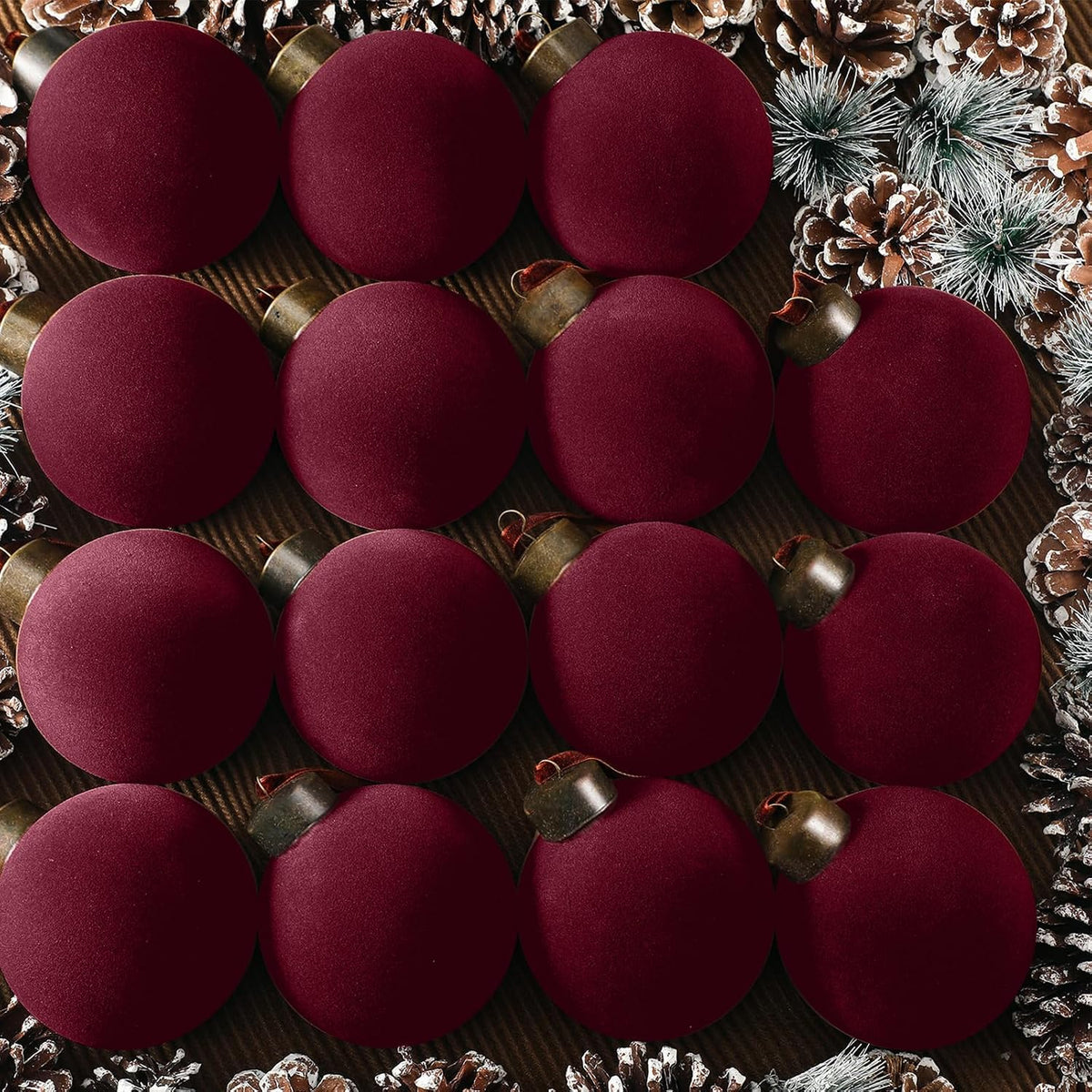 Liliful - 15 bolas de Navidad de terciopelo, color borgoña | Bolas...