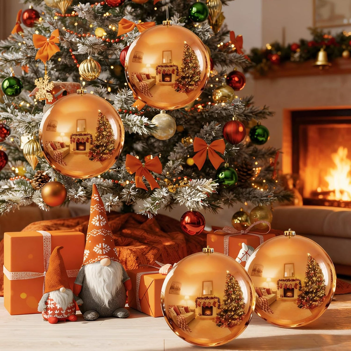 Zubebe 4 unidades de adornos de bola de Navidad extra grandes de 8&...