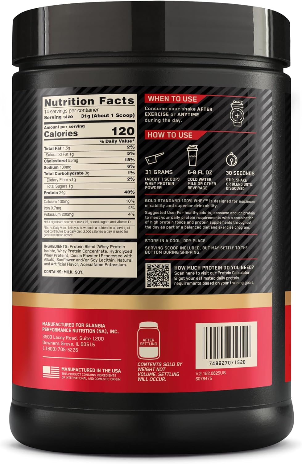Optimum Nutrition Gold Standard 100% proteína de suero en polvo, ch...