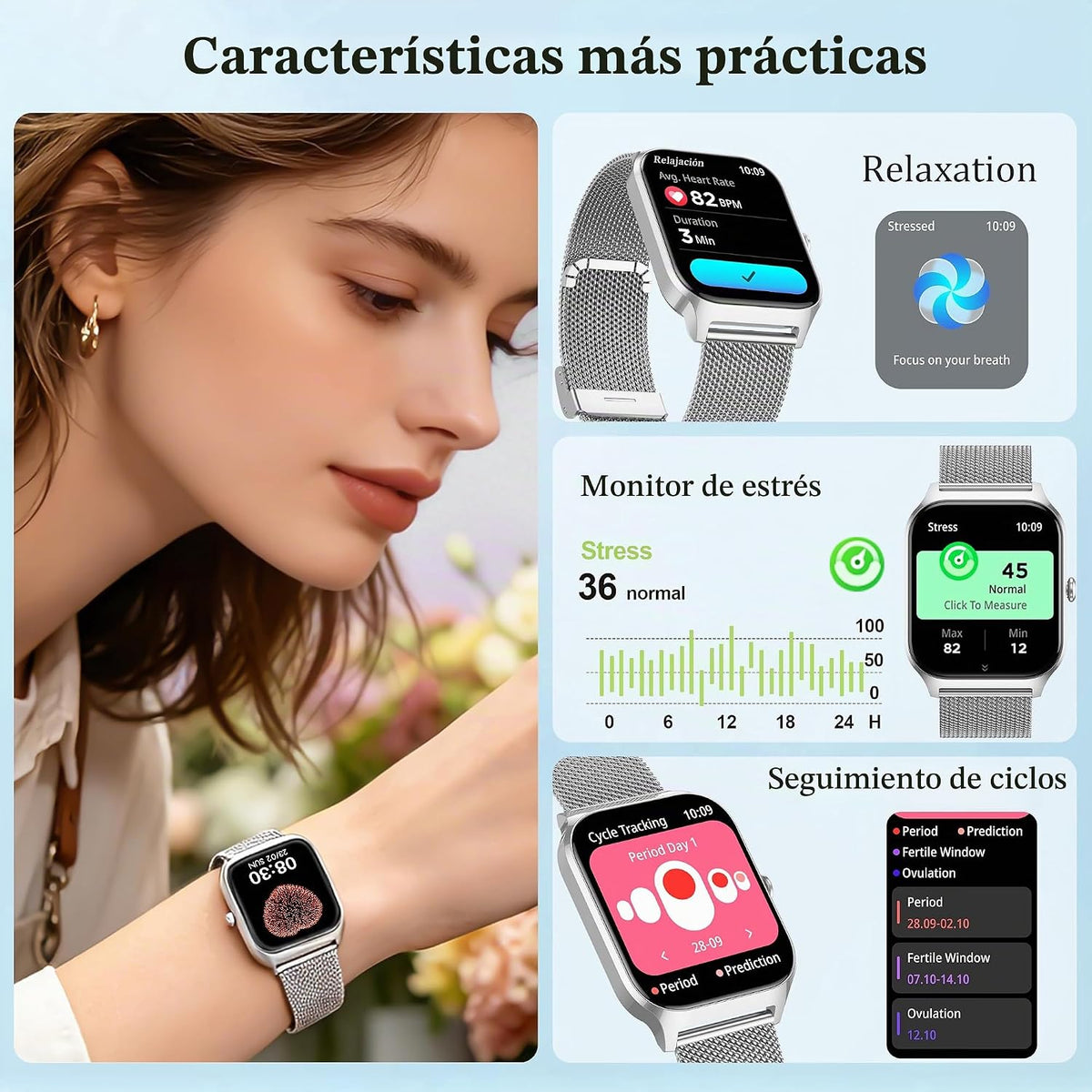Reloj inteligente para mujer y hombre, reloj inteligente de 1.85 pu...