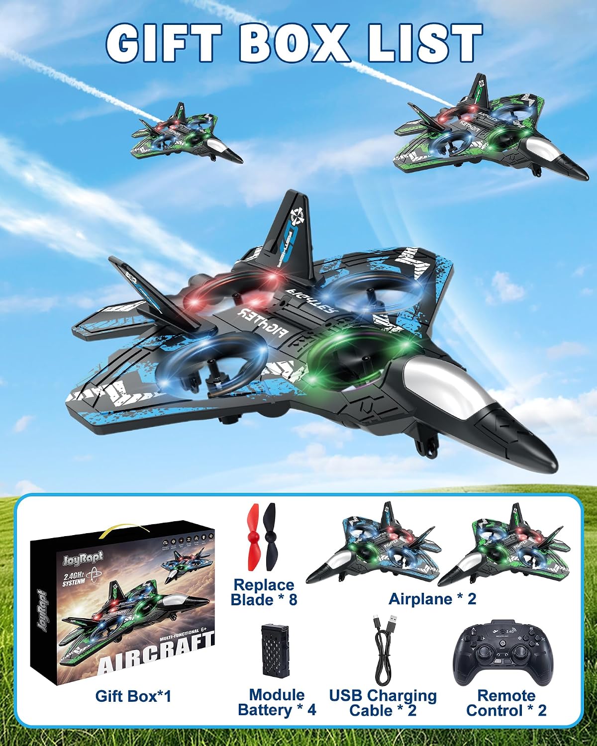 JoyRapt - Drones de espuma RC para niños, avión de control remoto,...