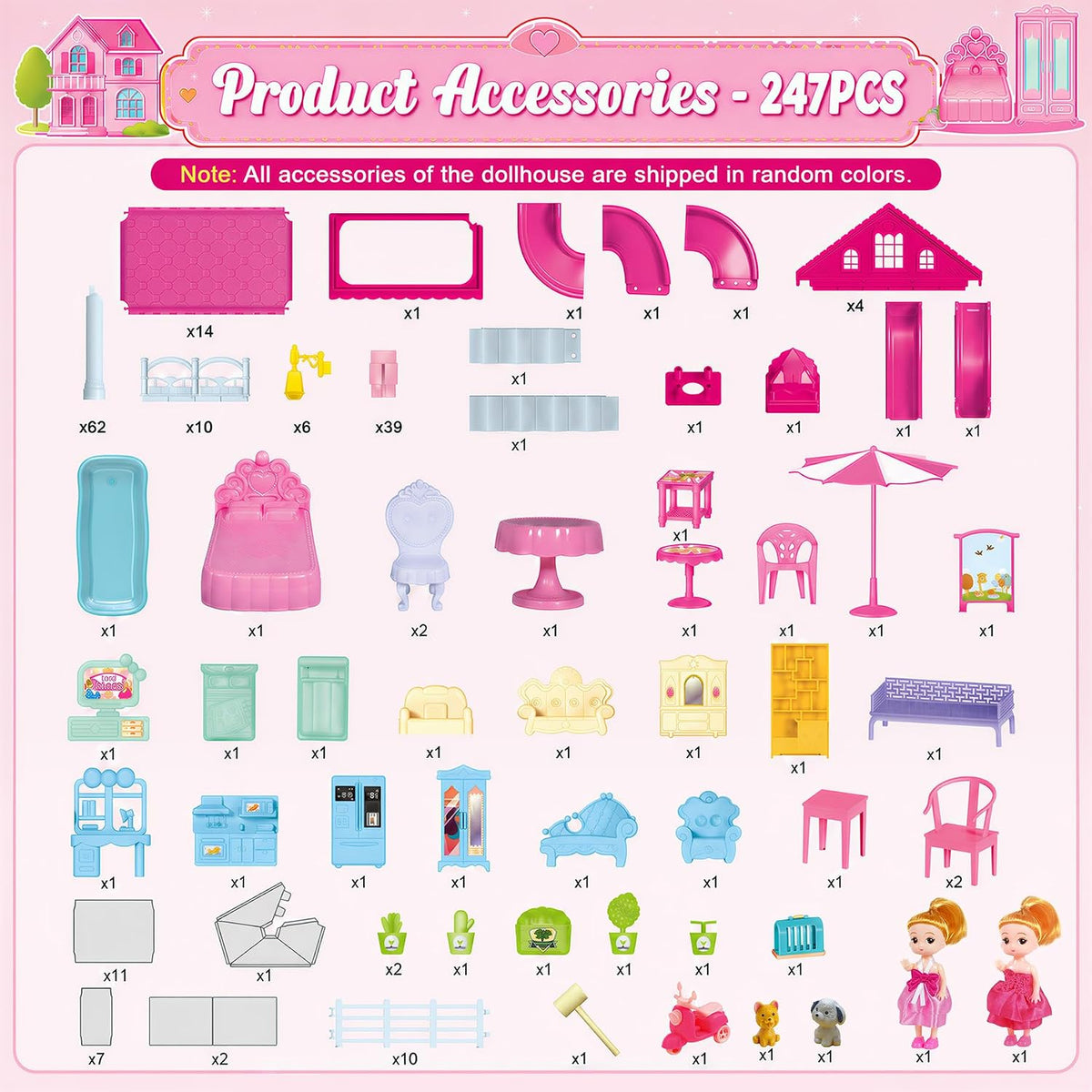 KLADNDER Casa de muñecas de 4 pisos con 11 habitaciones para niñas,...