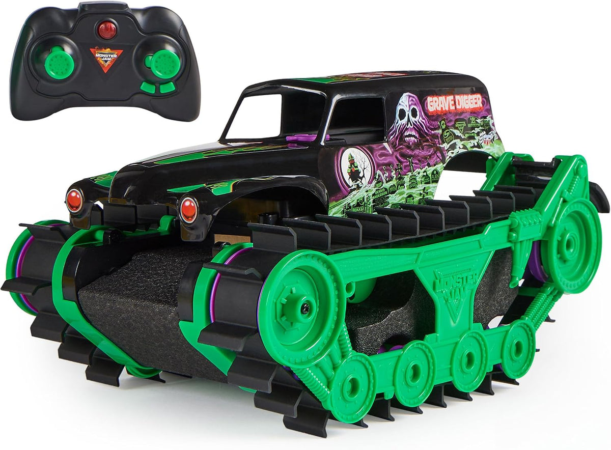 Monster Jam Grave Digger Trax Camión de juguete todoterreno RC, esc...