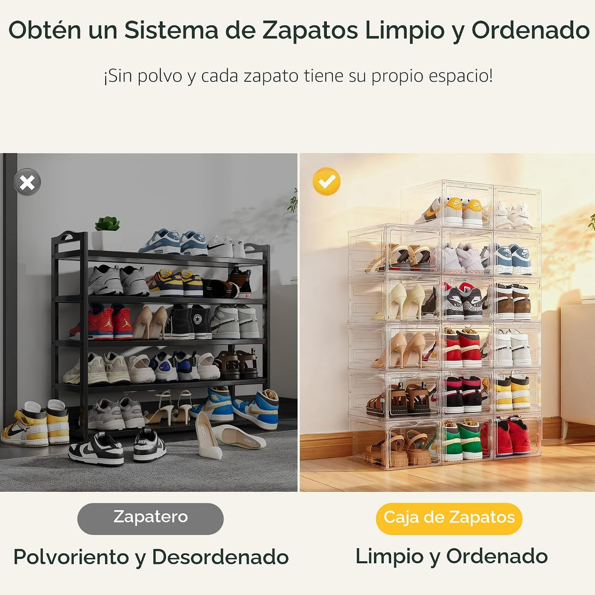 Pinkpum Caja de almacenamiento de zapatos duros mejorada, paquete d...