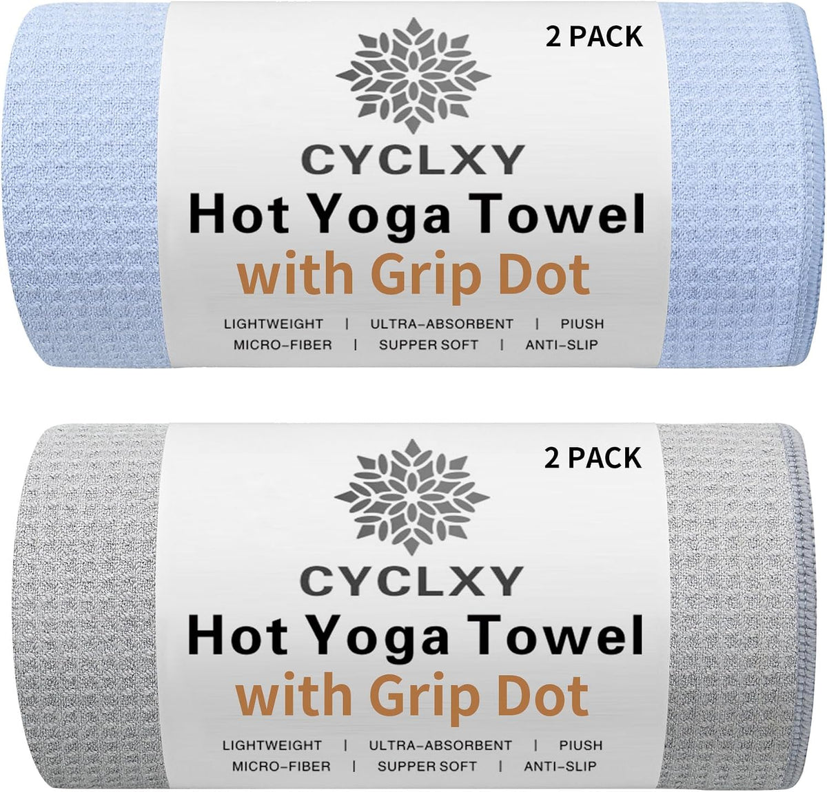 CYCLXY Paquete de 2 toallas de yoga caliente con punto de agarre, t...