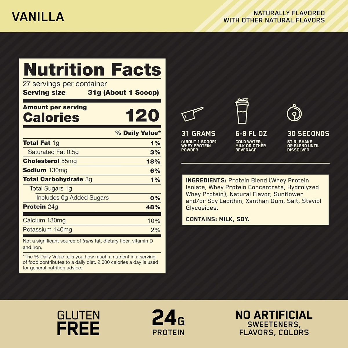 Optimum Nutrition Estándar dorado 100% Proteína de Suero de Leche e...