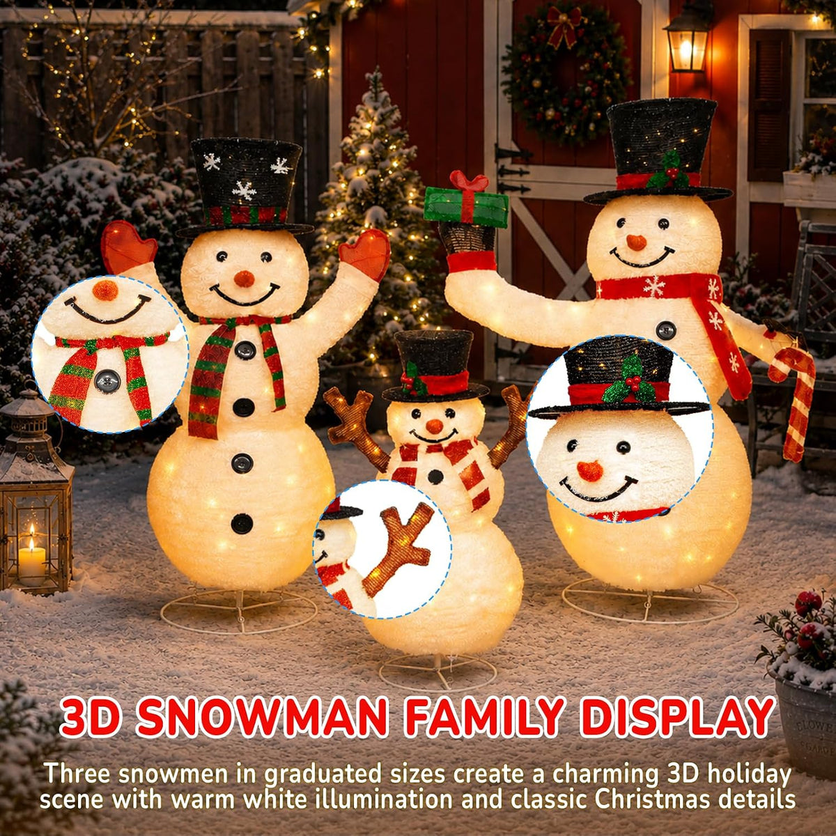 Arborvigro Juego familiar de muñeco de nieve 3D plegable de 3.7 pie...
