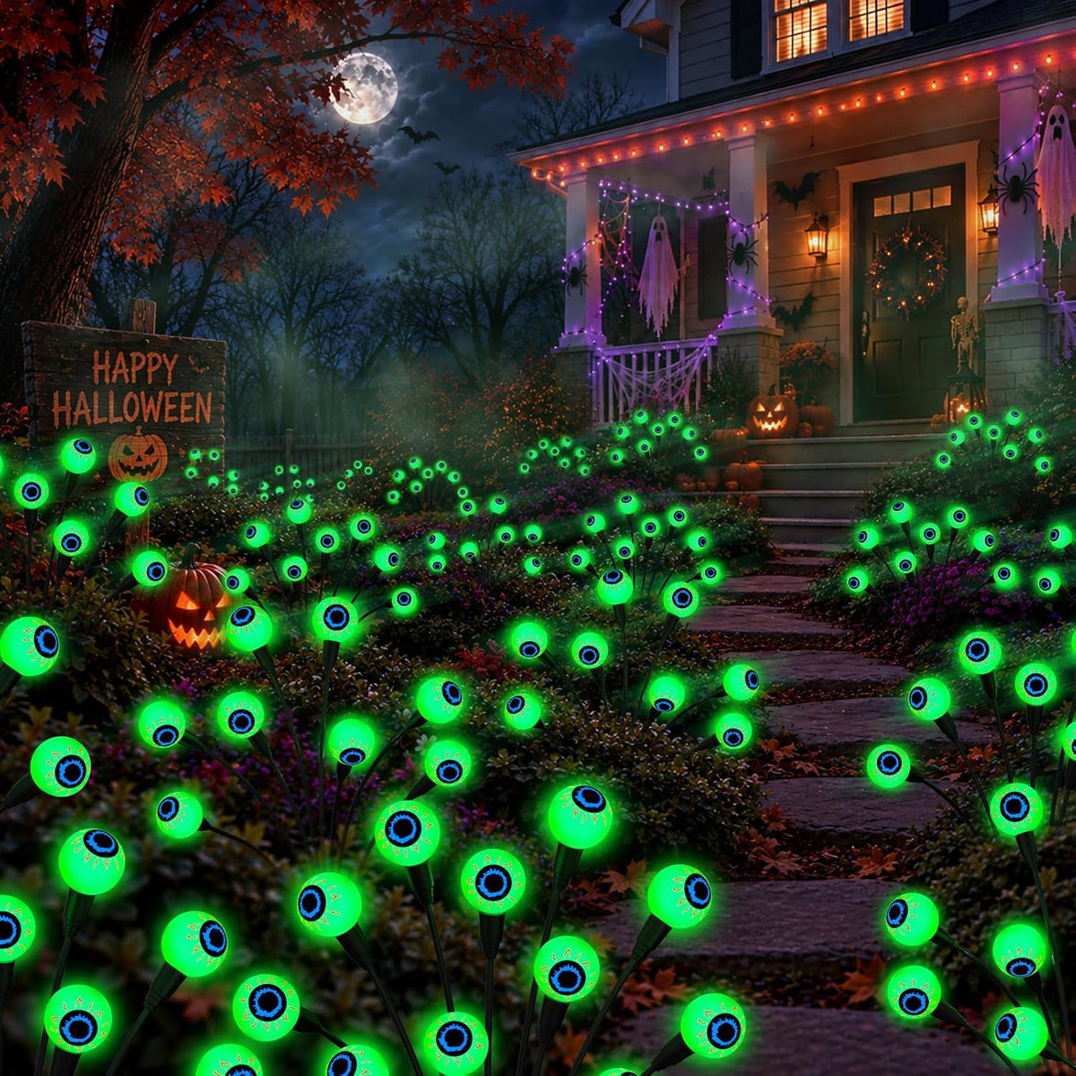 Cnuoky Decoraciones de Halloween al aire libre, paquete de 6 luces...