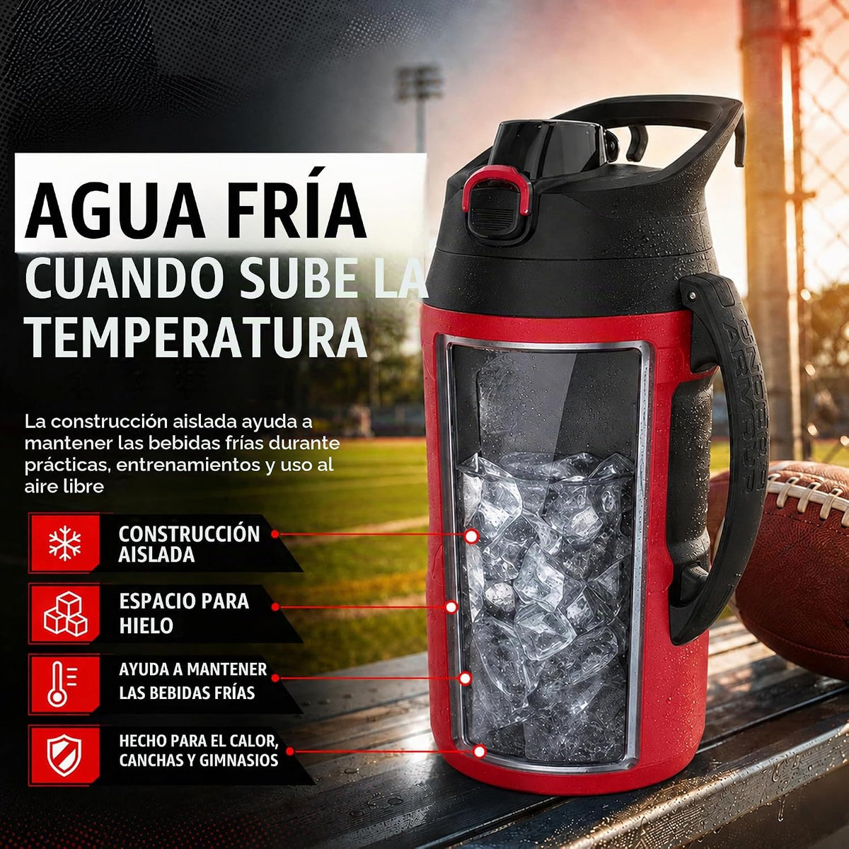 Under Armour Botella de agua aislada con asa y gancho para cerca, j...