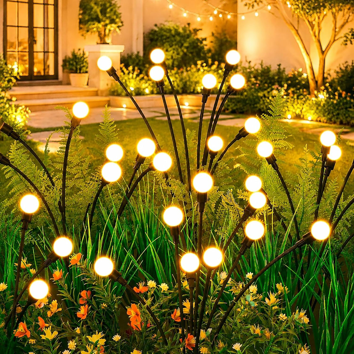 ASMAD Luces solares para exteriores (paquete de 4 - 32 LED), luces...