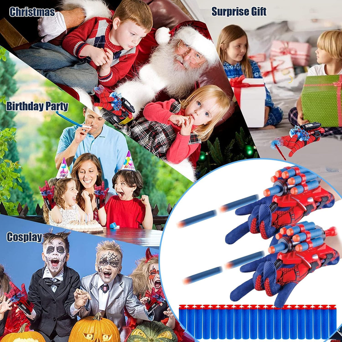 keumi - Juego de 2 tiradores de telaraña para niños, regalos de fie...
