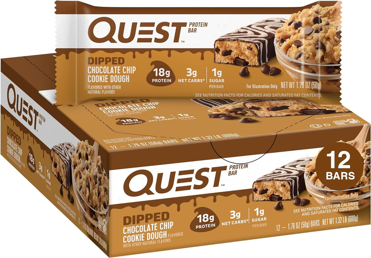 Quest Nutrition - Barras de proteína de masa de galletas con chispa...
