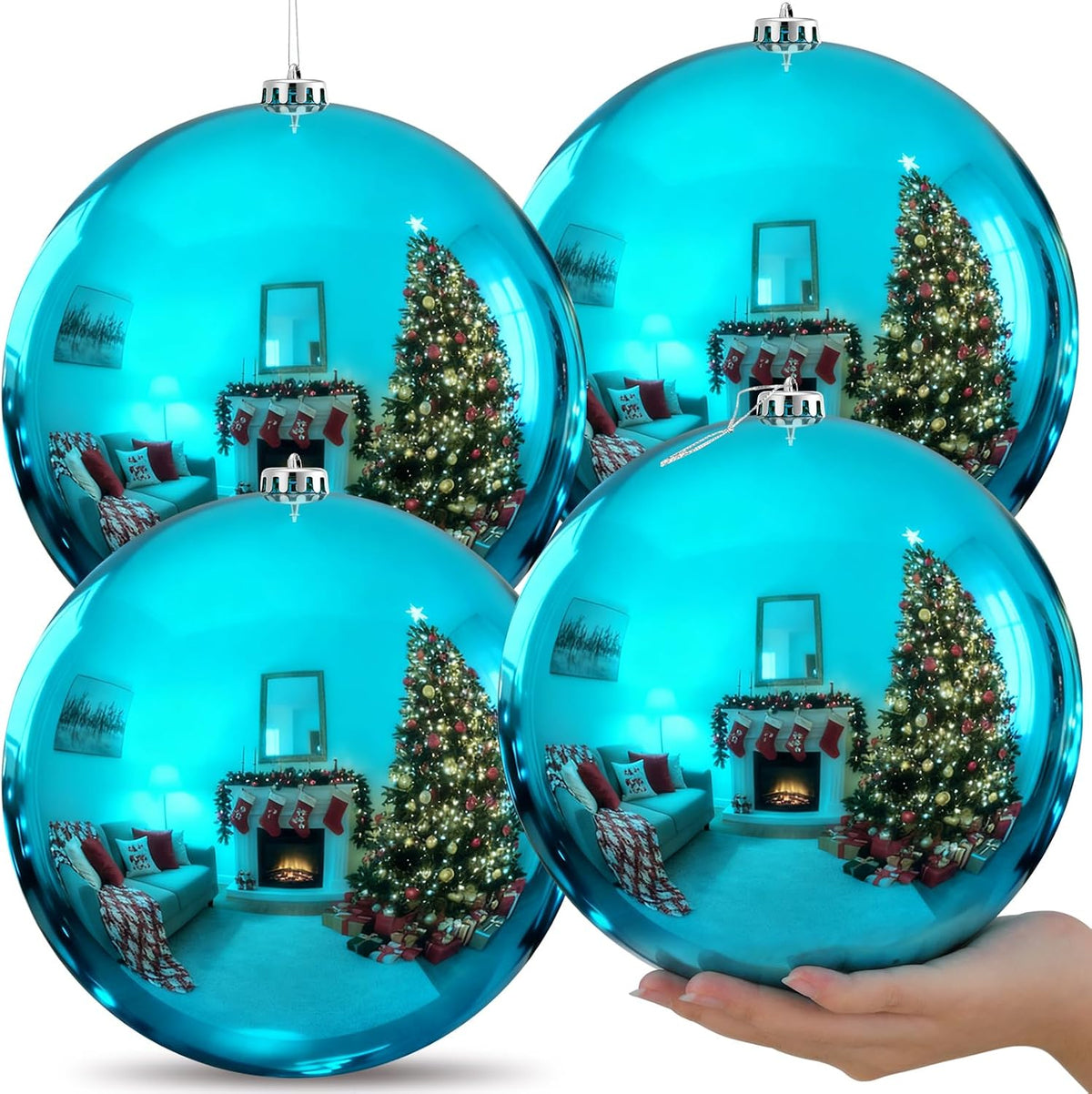 Zubebe 4 piezas Adornos de bola de Navidad extra grandes de 8"...