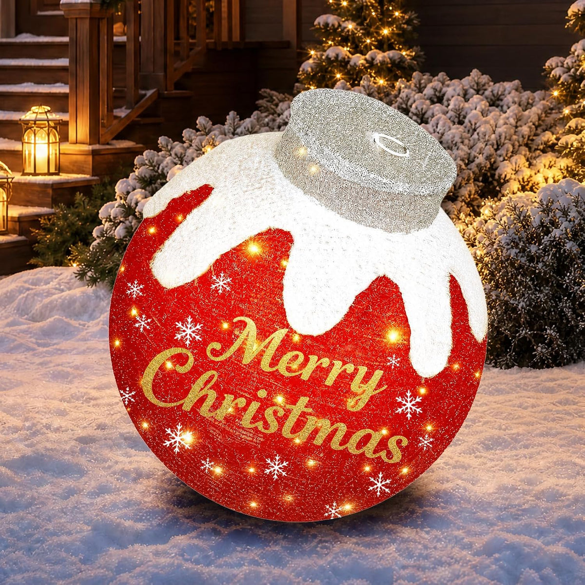 1 bola decorativa iluminada con 80 luces LED | Adornos de Navidad p...