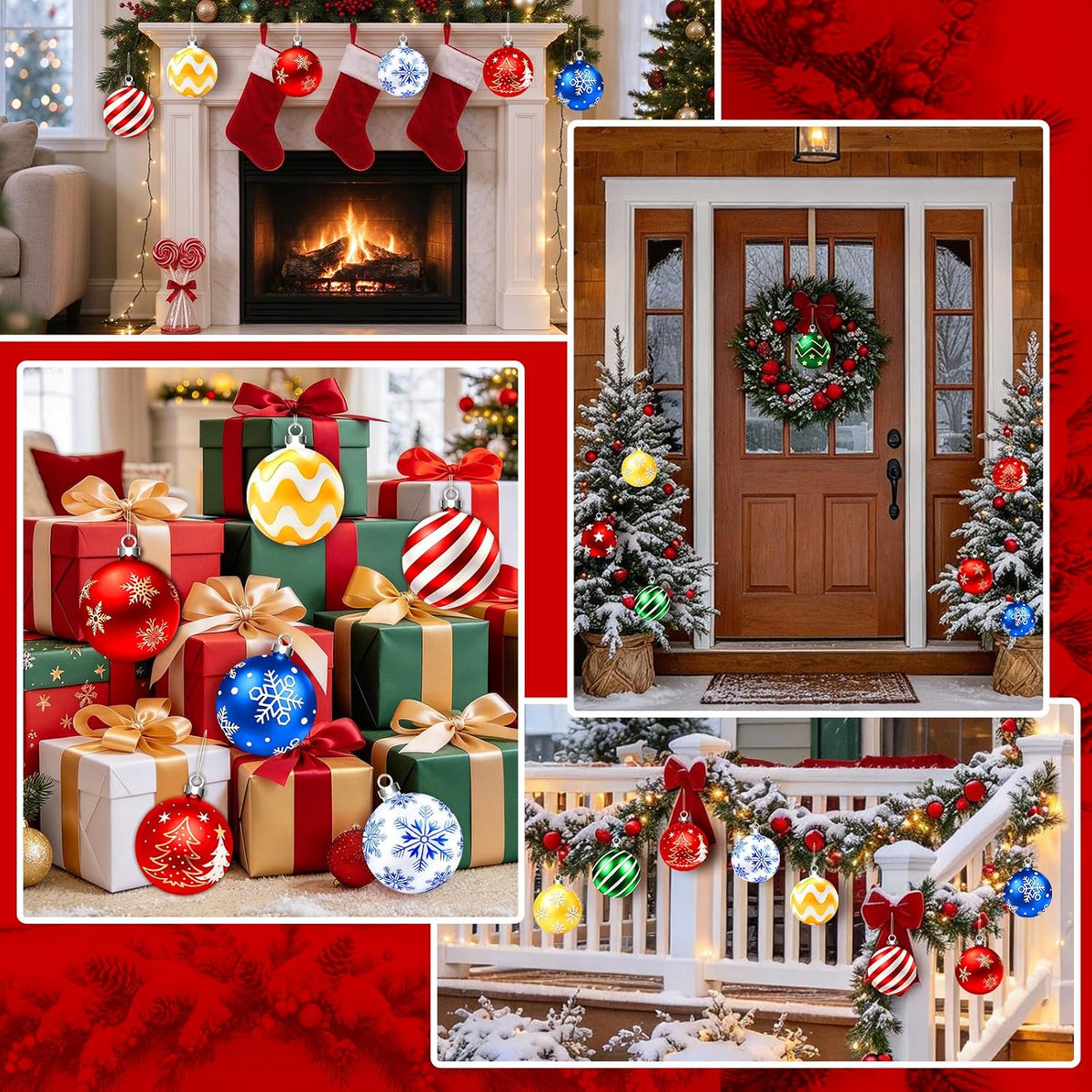 10 piezas de decoraciones navideñas colgantes para exteriores, rojo...