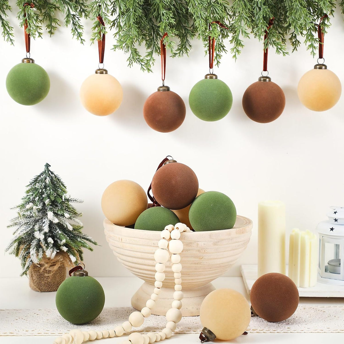Liliful 15 Piezas Bolas de Navidad de Terciopelo a Granel Adornos d...