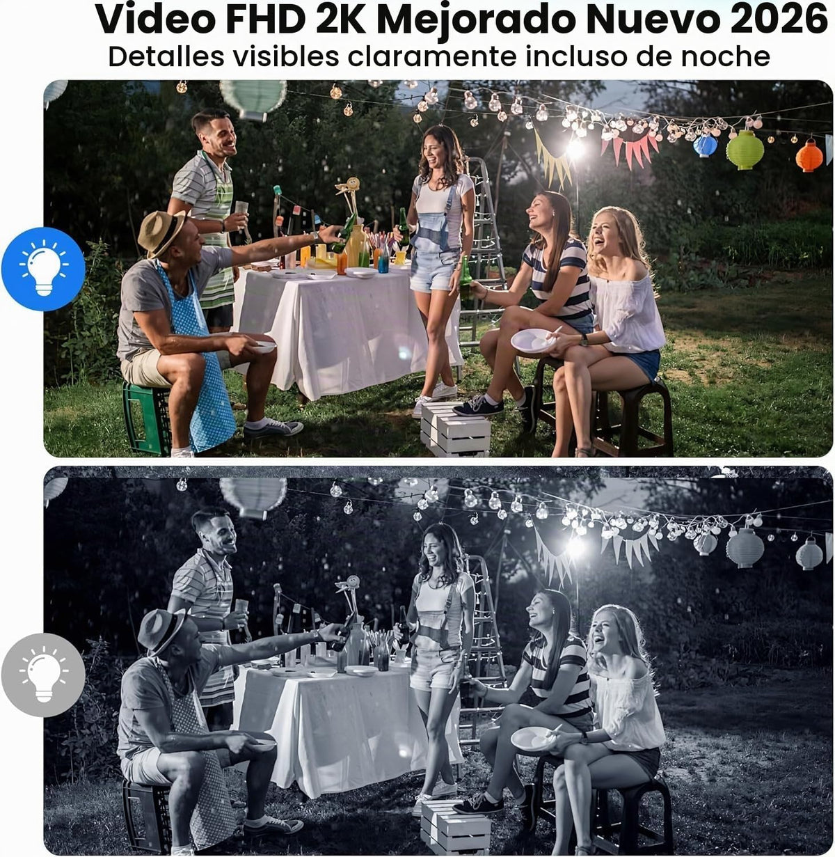 Paquete de 2 cámaras de seguridad solar 2.4G y 5G inalámbricas para...