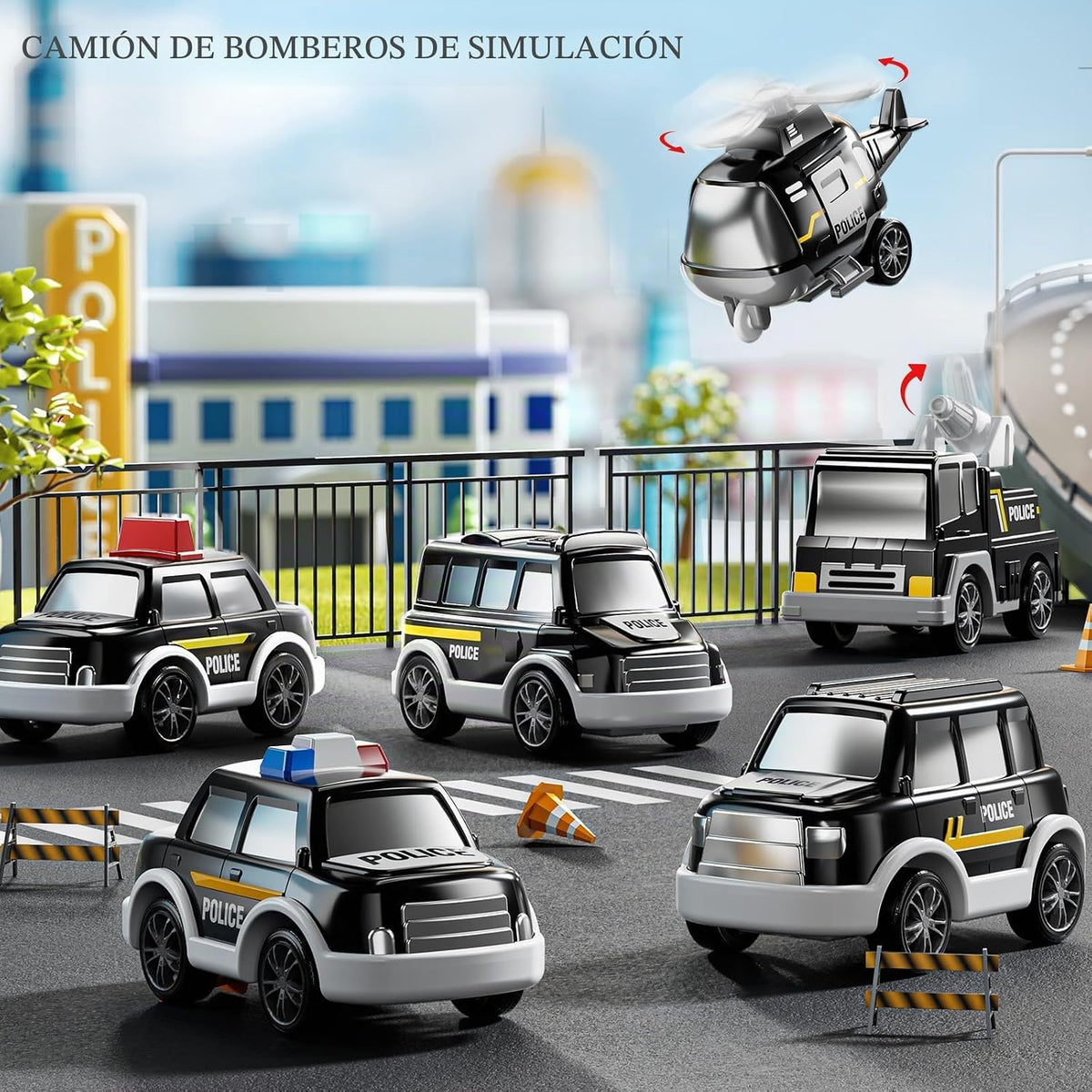 JUKUDAHU - Camión de policía de juguete para niños y niñas de 3 a 9...