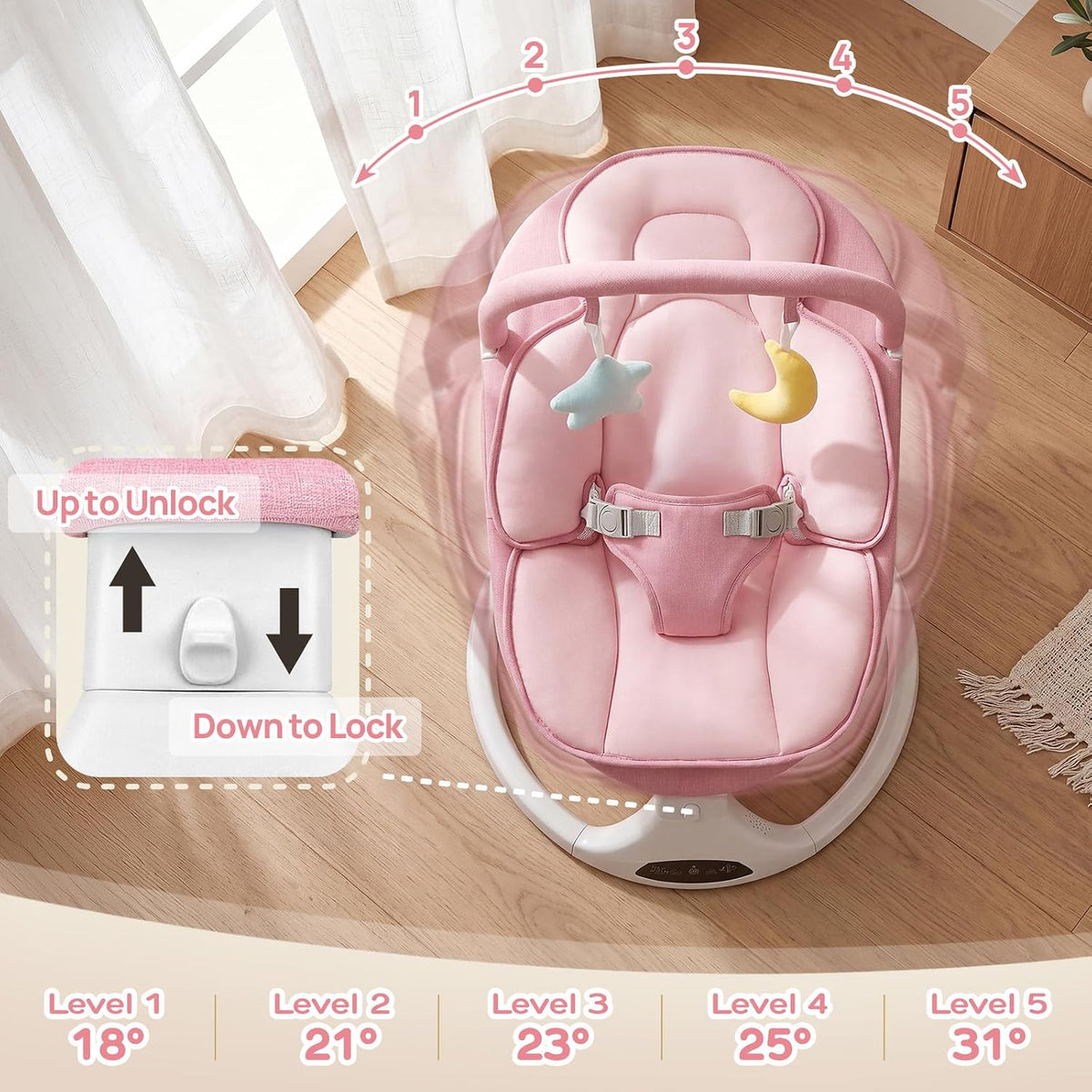 Columpio eléctrico para bebé con control remoto, 5 velocidades, por...