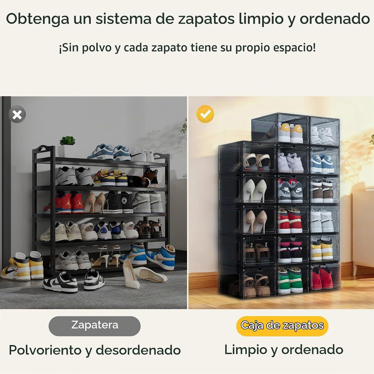 Pinkpum Caja de almacenamiento de zapatos dura mejorada, paquete de...