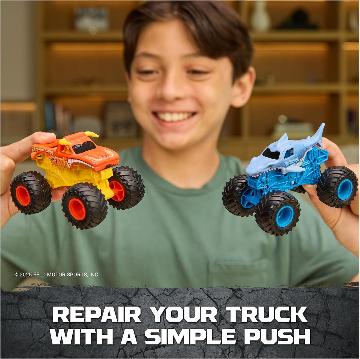 Monster Jam Smash & Bash 2-Pack Monster Trucks, Megalodon &...