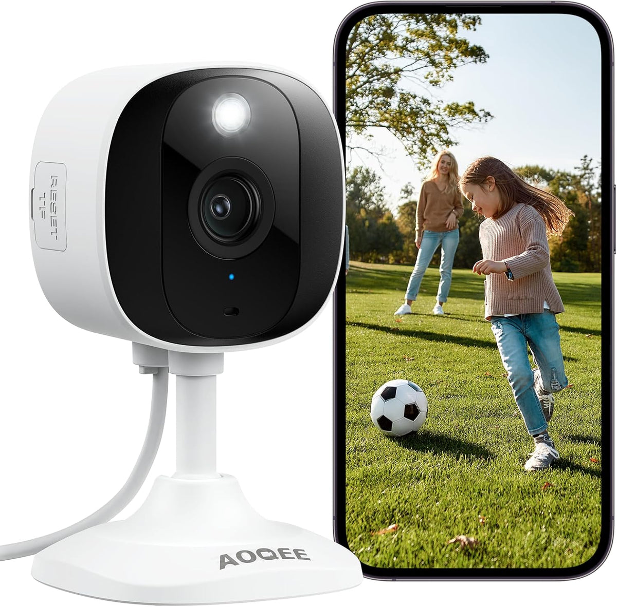 AOQEE Cámara interior con cable 2K para mascotas/bebés/ancianos, de...