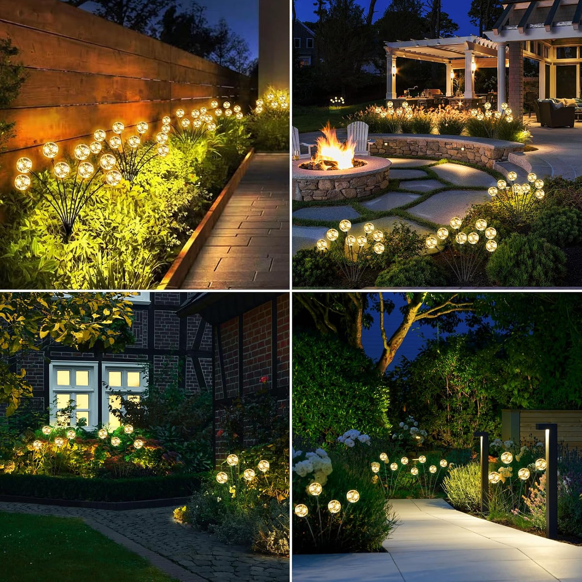 vignuto Luces solares impermeables para exteriores, paquete de 4, l...