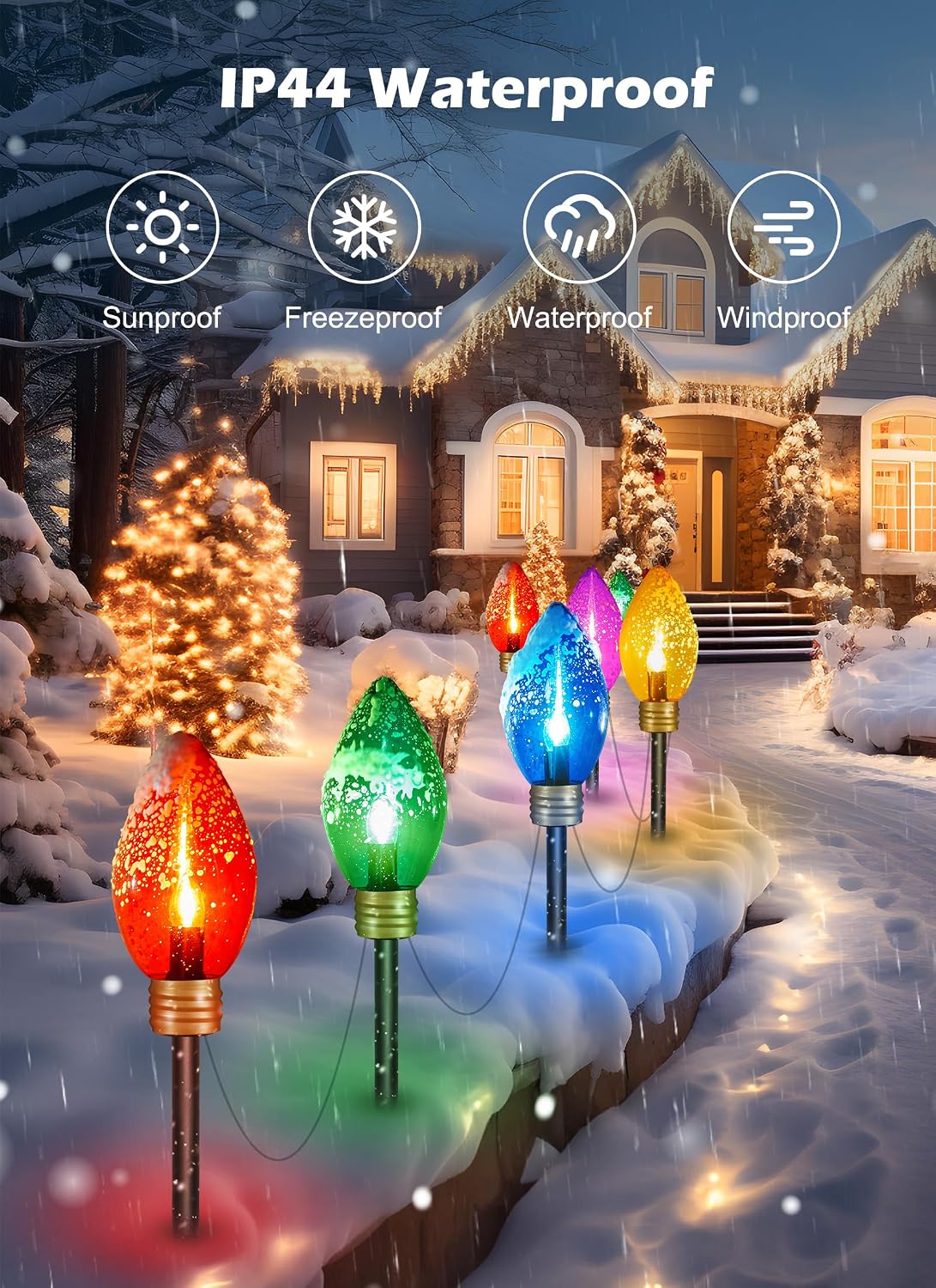 Super Jumbo C9 - Luces de camino de Navidad, 11 pies, 5 luces LED p...