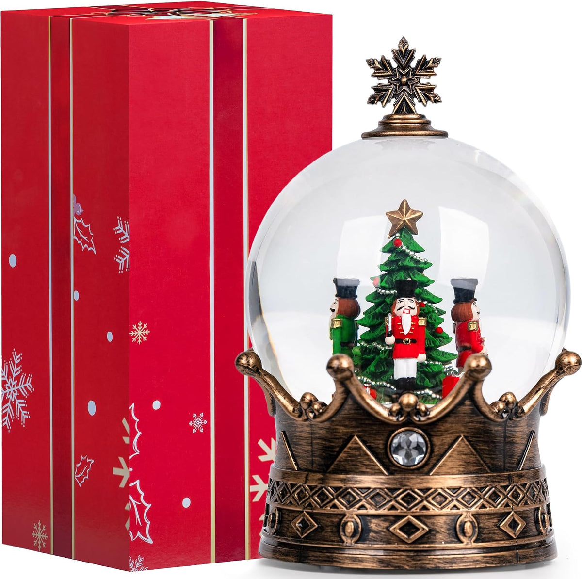 Bola de nieve cascanueces, linterna de Navidad iluminada musical co...