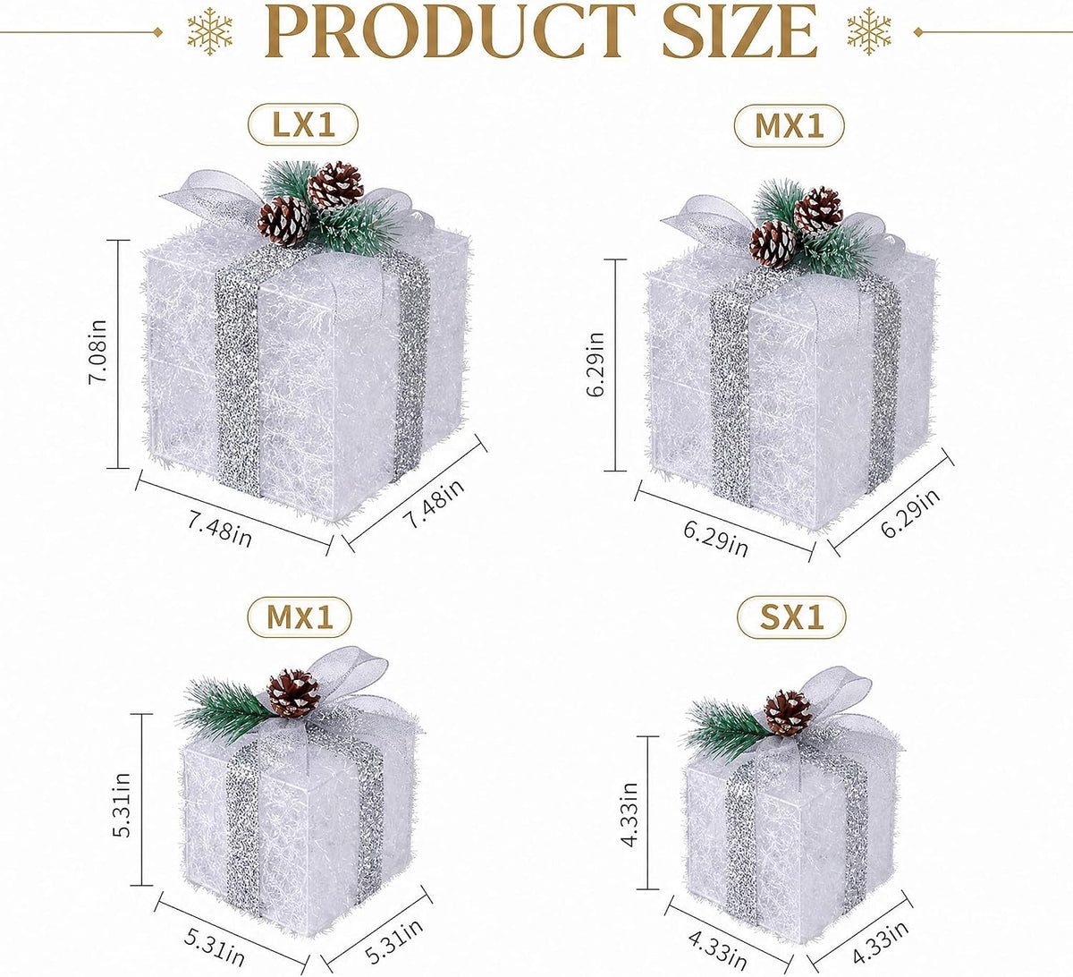 Juego de 4 cajas de regalo iluminadas de Navidad, decoración navide...