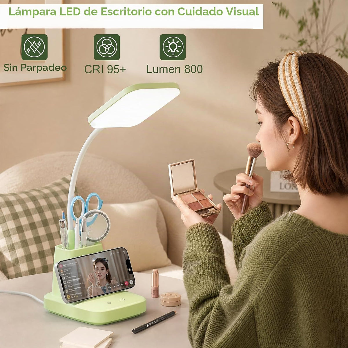 Sailstar Lámpara de escritorio LED con carga inalámbrica de 10 W y...