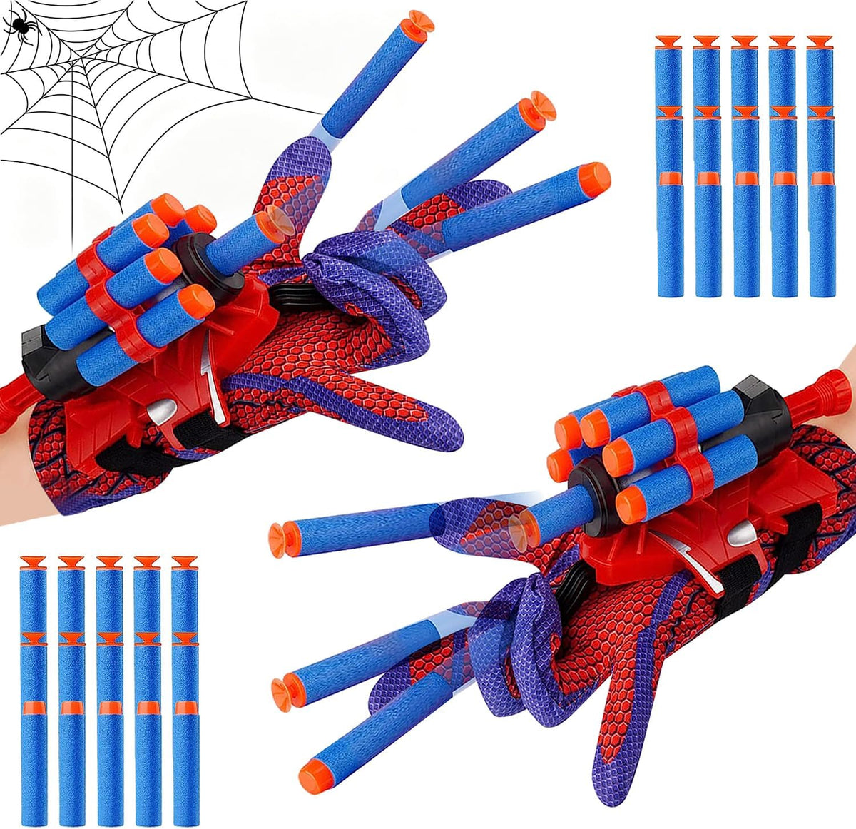 2 juegos de tiradores de telaraña, decoraciones de fiesta de Hallow...
