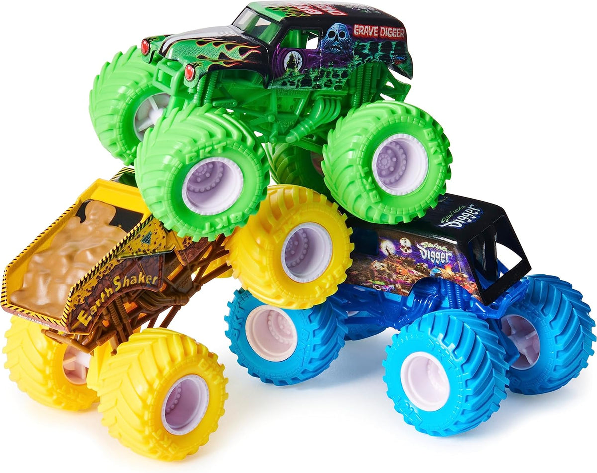 Monster Jam, Charged Crushers - Paquete de 3 (Grave Digger, Son-Uva...