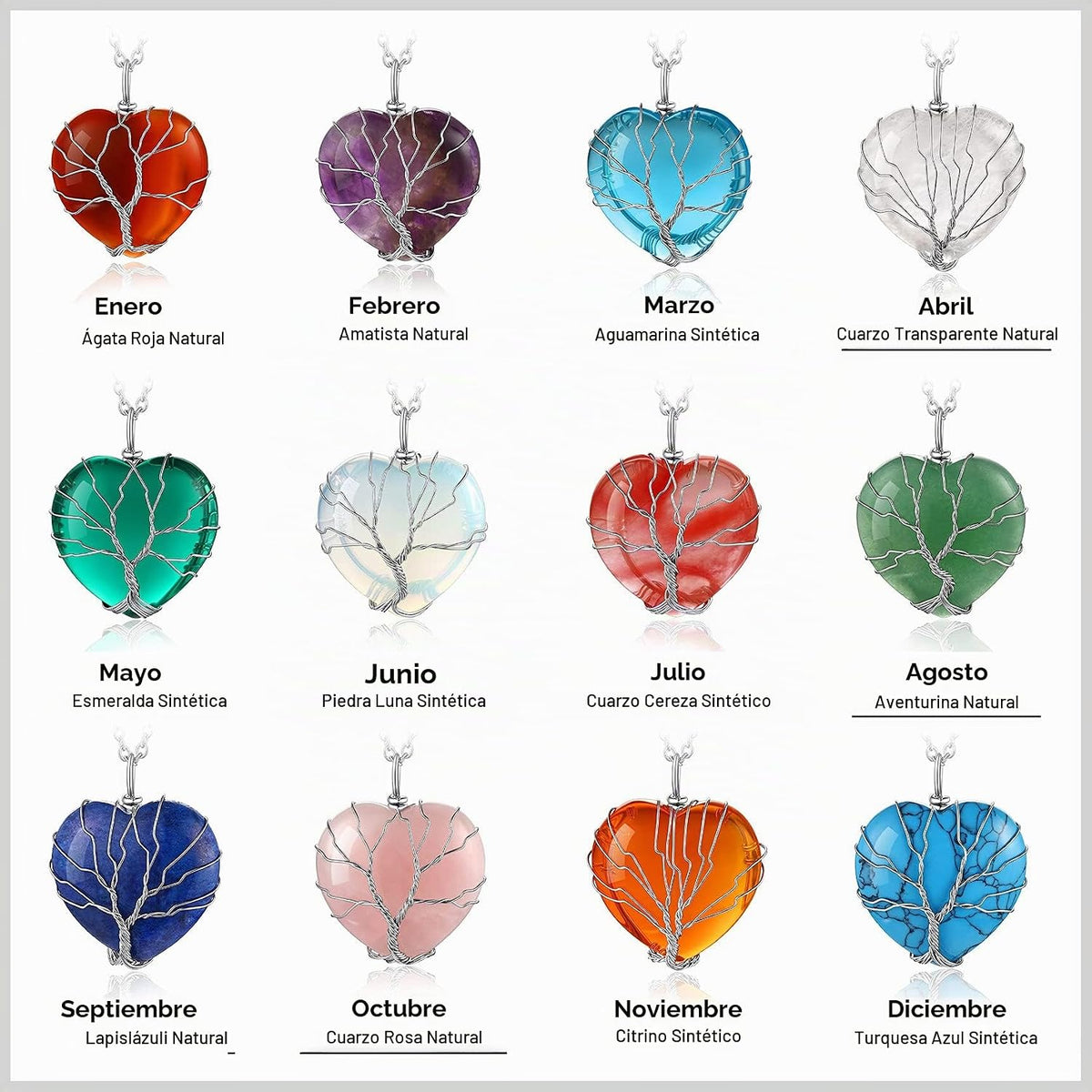 Bestyle Collar de cristal curativo envuelto en árbol de la vida, co...