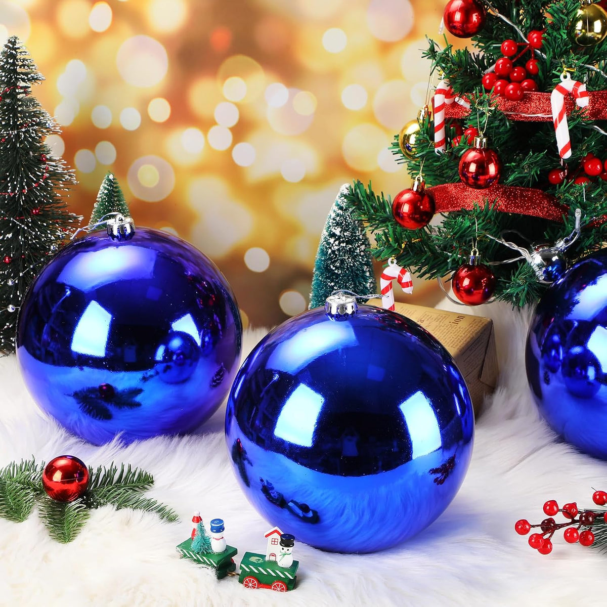 Zubebe 4 piezas Adornos de bola de Navidad extra grandes de 8"...