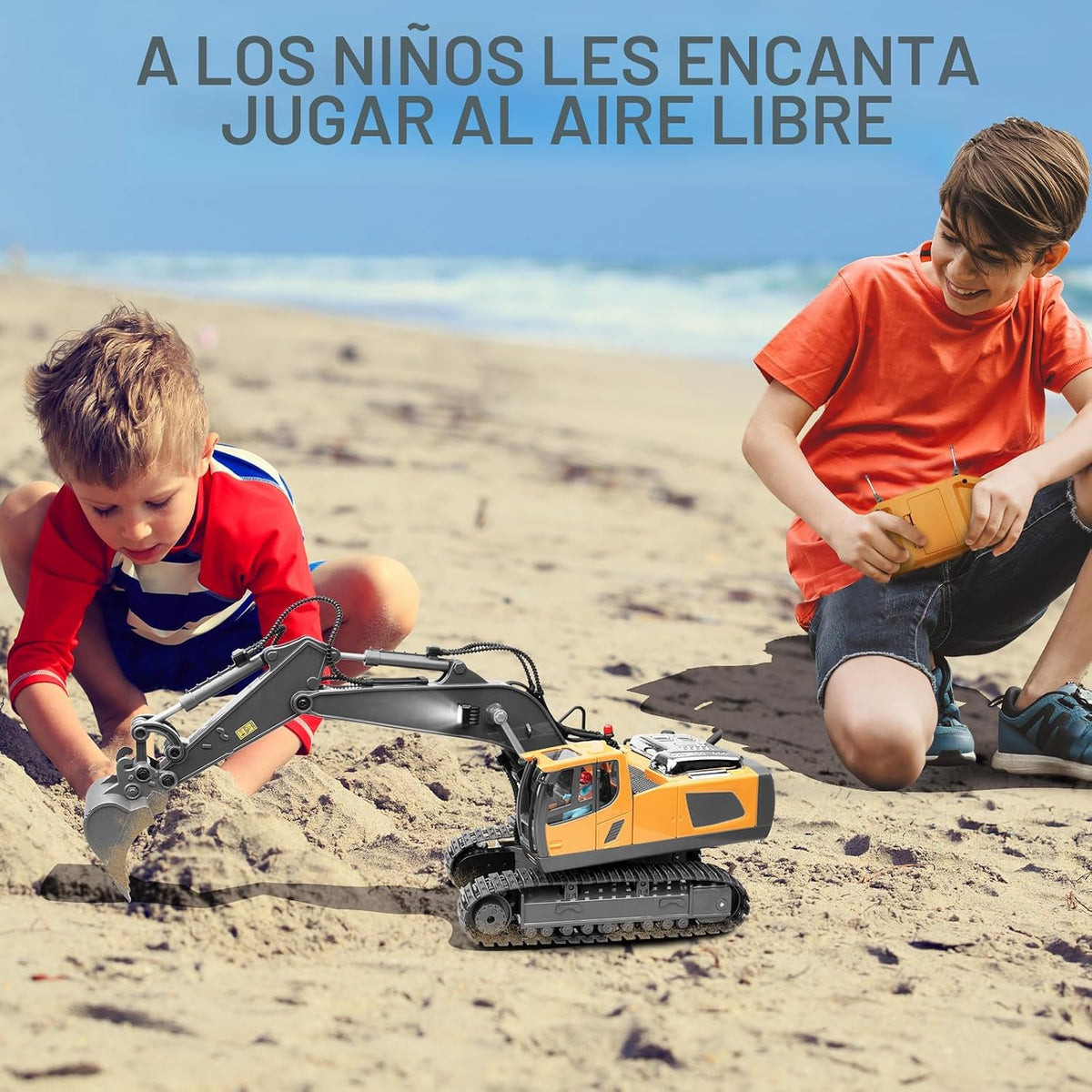 Juguetes de excavadora de control remoto, camión de construcción RC...