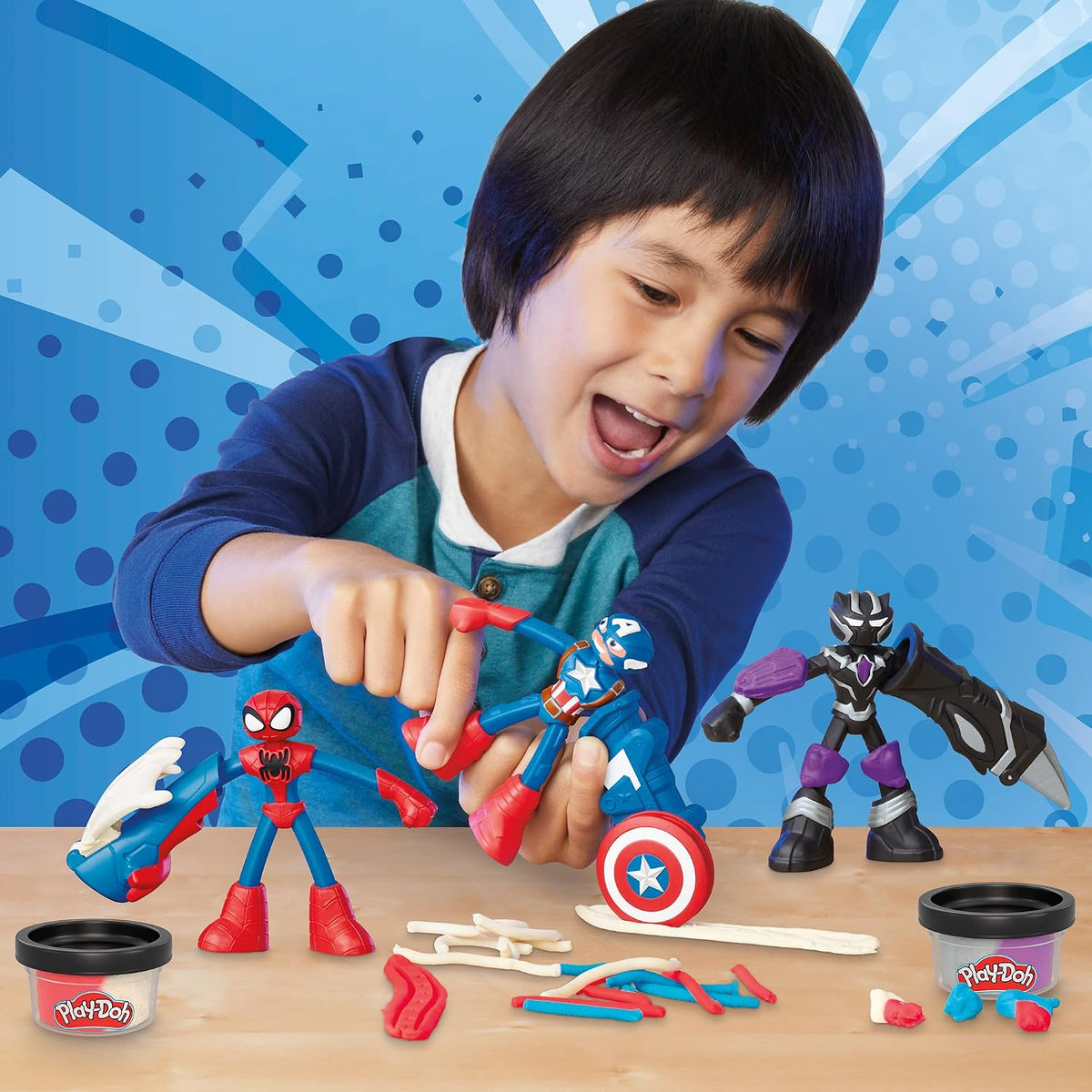 Play-Doh Marvel Hero Adventure Playset, 3 figuras de acción de Marv...