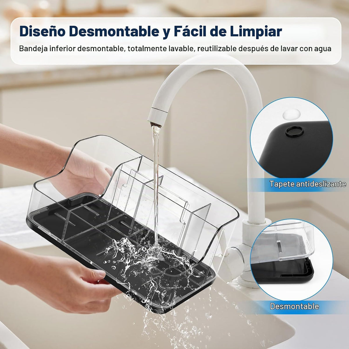Caja de almacenamiento de cosméticos negra para tocador y mostrador...