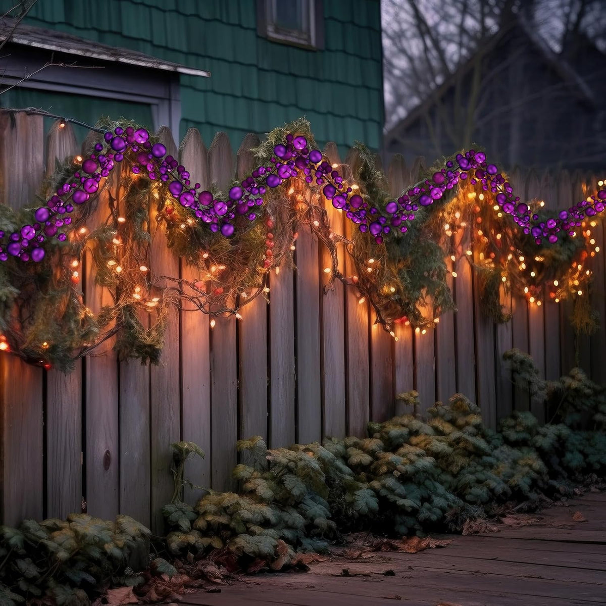 Yuxung - 2 guirnaldas de bolas de Navidad de 6 pies, color morado |...