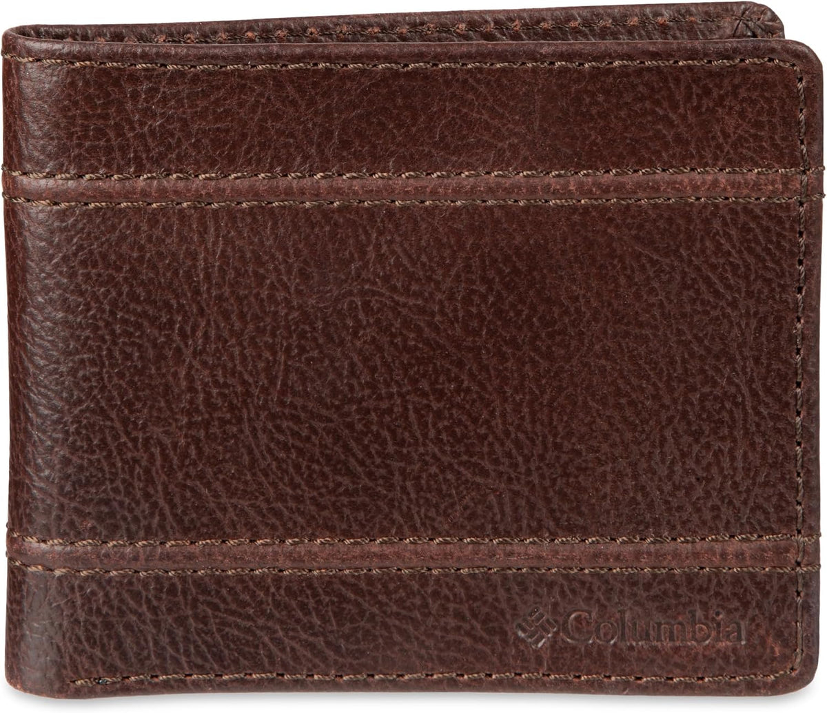 Columbia Billetera plegable delgada RFID para hombre con cordón de...