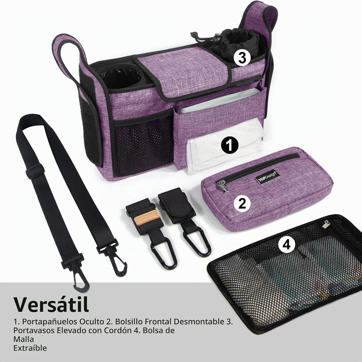 TOPDesign Organizador universal para cochecito de bebé, carrito de...