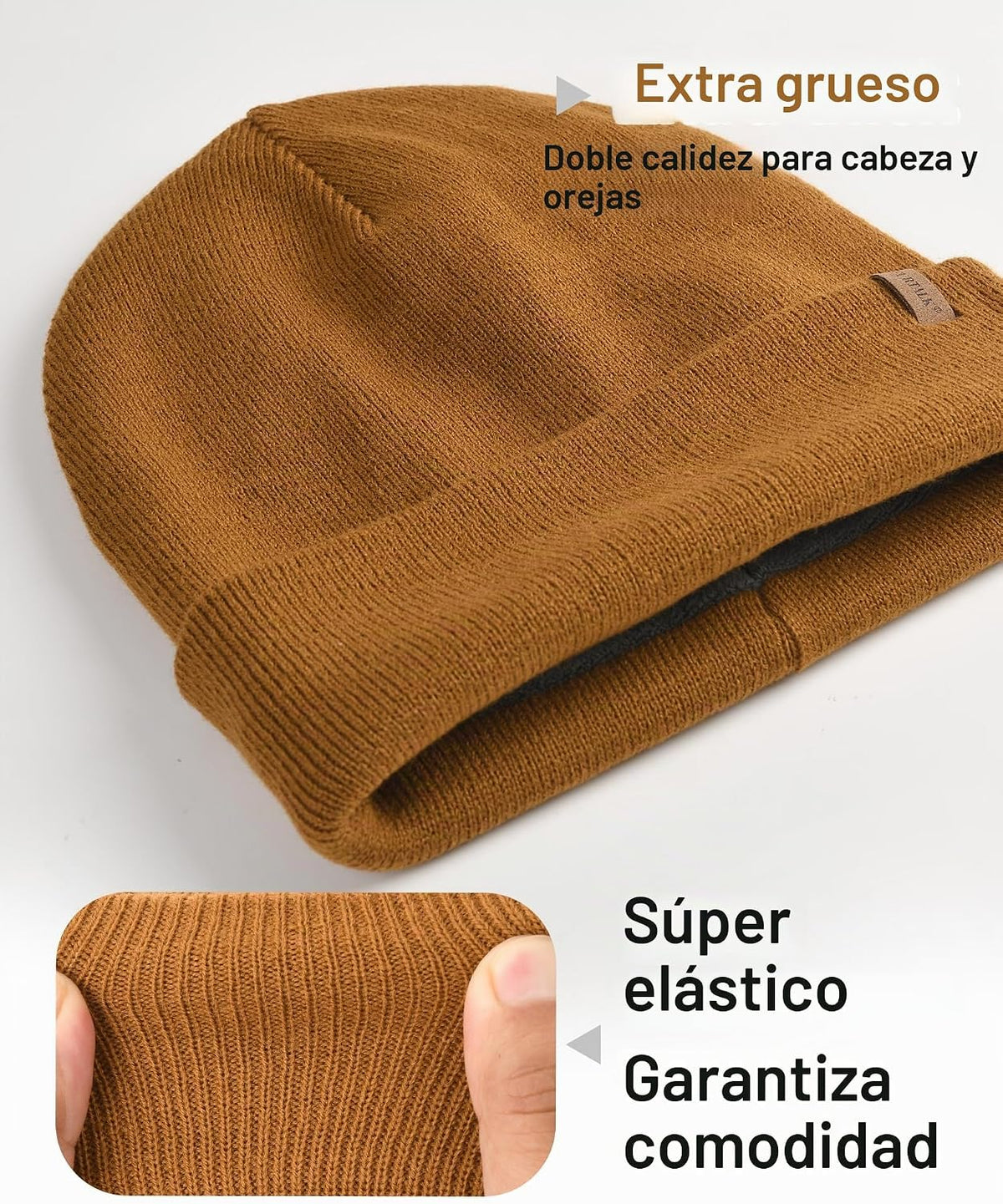 FURTALK Gorro de invierno con forro polar para hombre, doble capa,...
