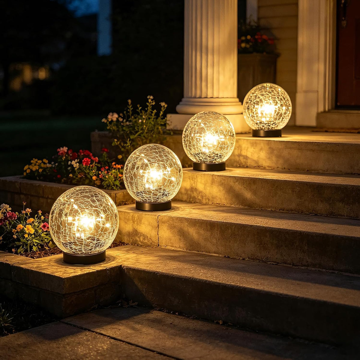 GVSHINE Paquete de 4 luces LED de vidrio agrietado de 4.72 pulgadas...