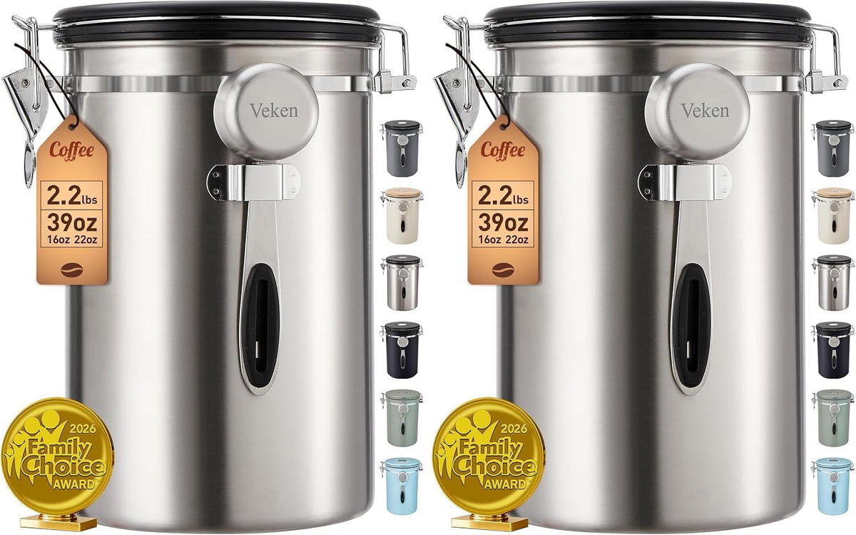 Veken Recipiente de café, 39 onzas, 2.2 libras, recipiente hermétic...