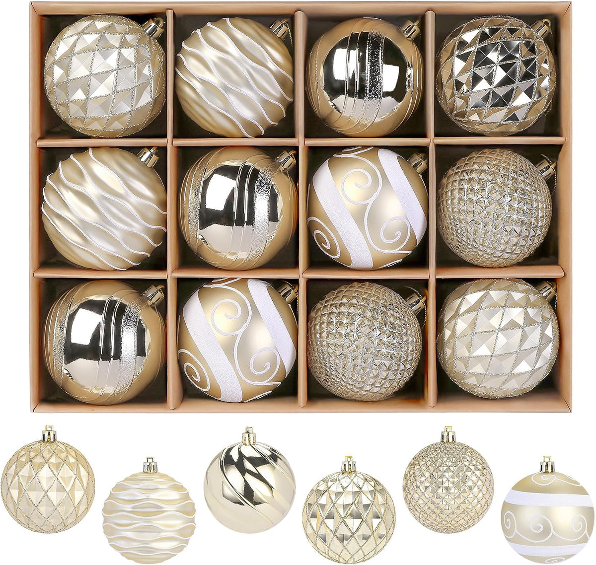 SHareconn - Esferas de Navidad, 12 piezas, 80 mm, plástico inastill...