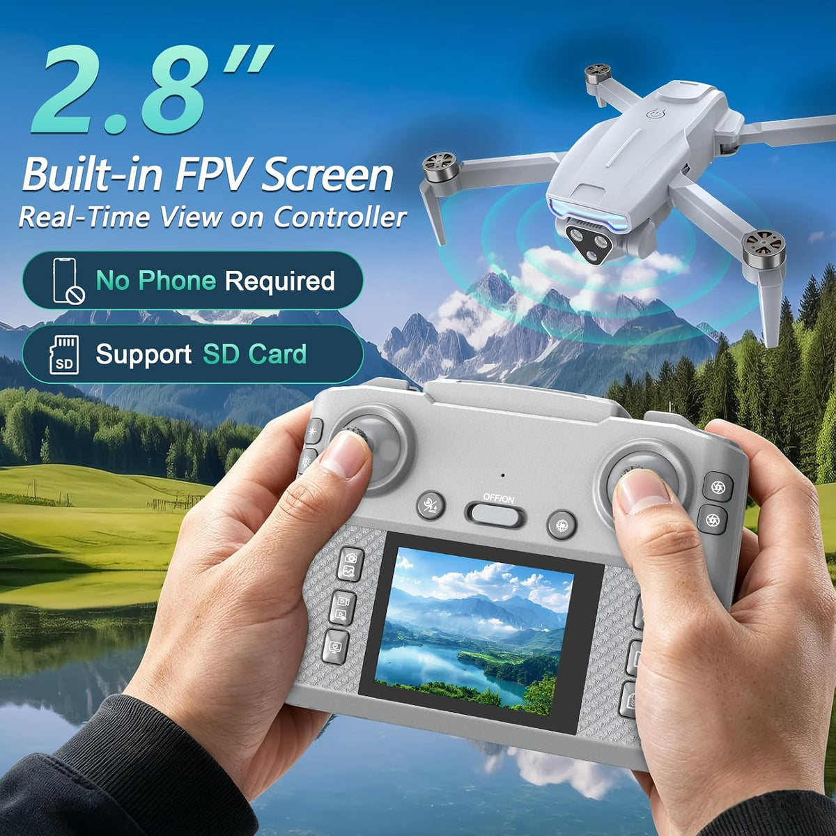 Dron 2K con cámara, controlador de pantalla, motor sin escobillas,...